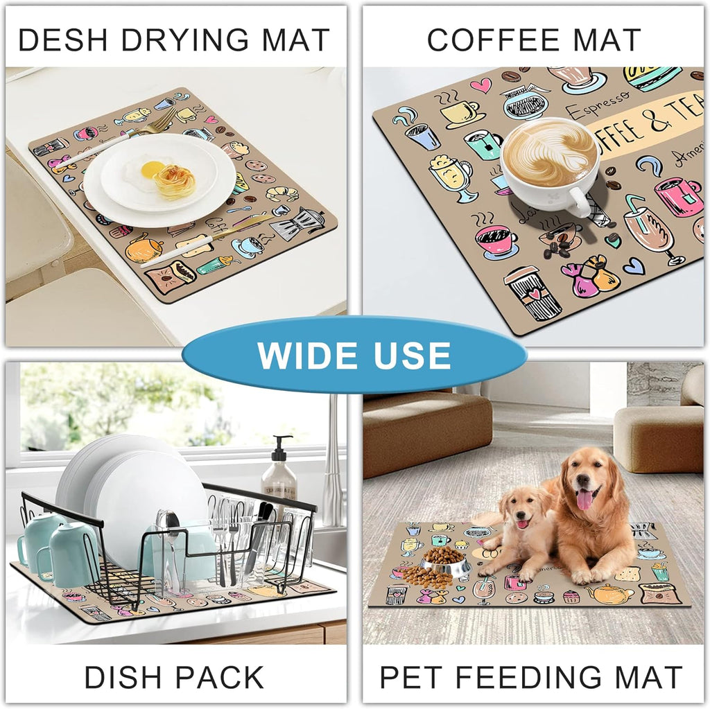 Fun Coffee Machine Mat-Espresso Tray for Coffee Bar under Coffee Pot Mat, Coffee Maker Mat for Countertop, Dish Drying Mat, Coffee Mat, Absorbent Mat, Kitchen Counter Drying Pad
