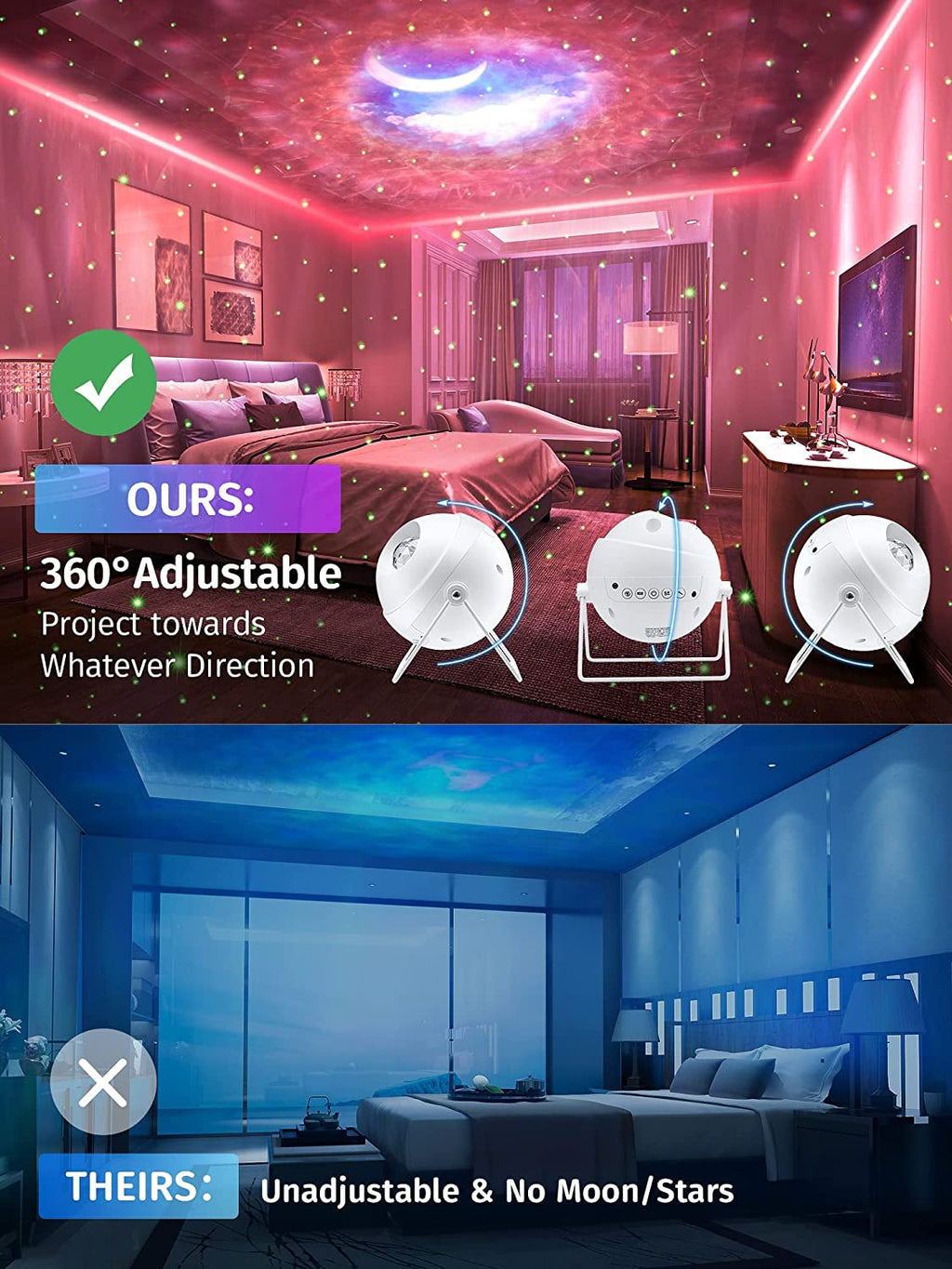 Galaxy Projector Starlight Projector Moon Projector, 48 Light Modes+Rotating Star Projector Galaxy Lights for Bedroom, Bluetooth Music Night Sky Light Projector,Sart Projector for Kids Gifts