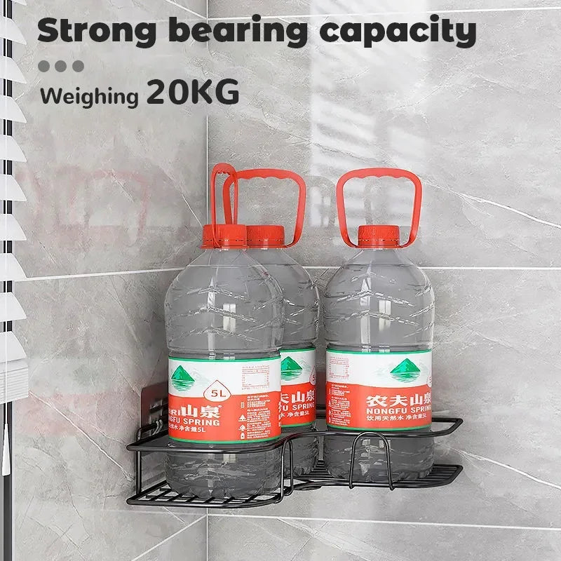 New Kitchen Shelf Drill-Free Metal Shelf Wall Mounted Spice Organizer Kitchen Multifunctional Corner Shelf Kitchen Accessories