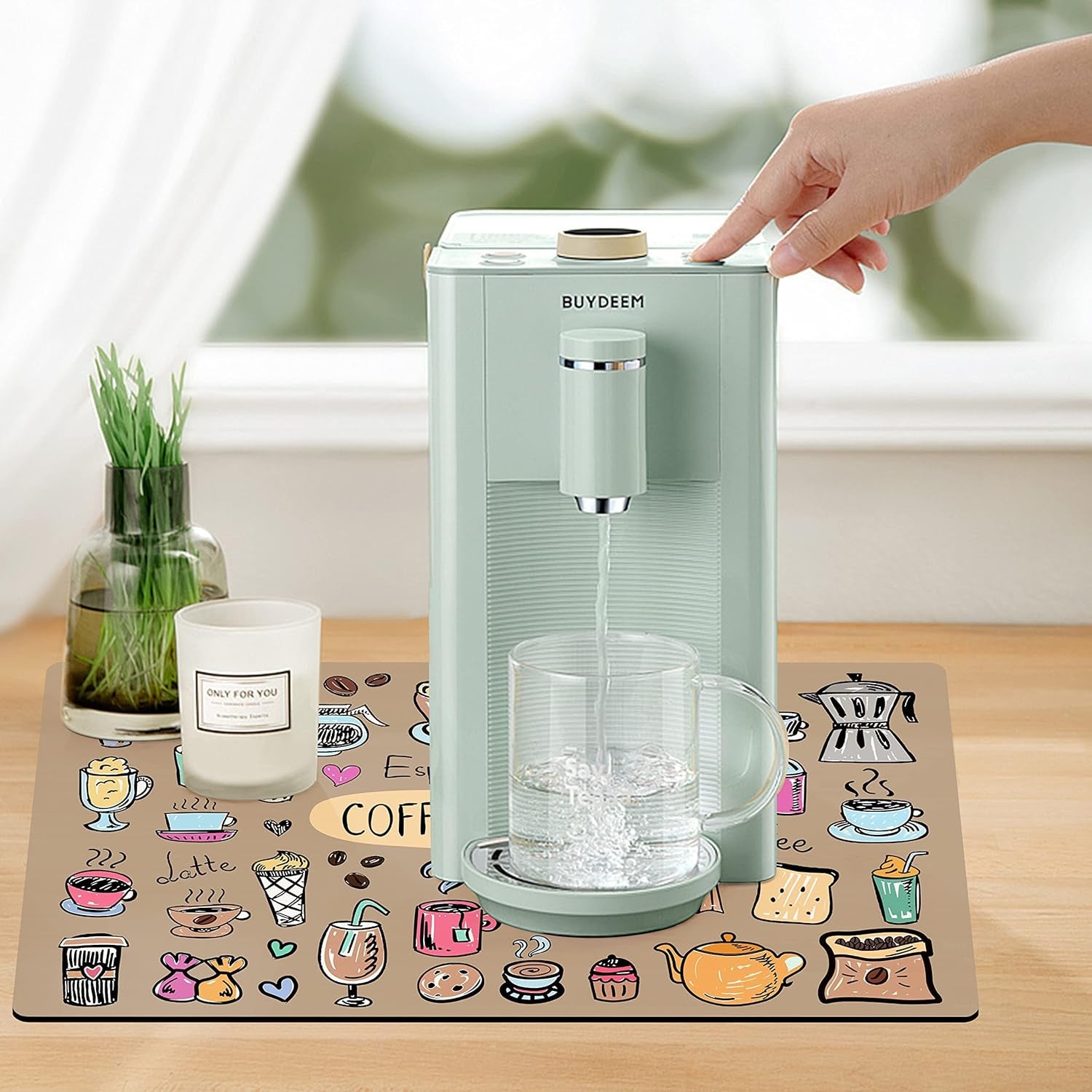 Fun Coffee Machine Mat-Espresso Tray for Coffee Bar under Coffee Pot Mat, Coffee Maker Mat for Countertop, Dish Drying Mat, Coffee Mat, Absorbent Mat, Kitchen Counter Drying Pad